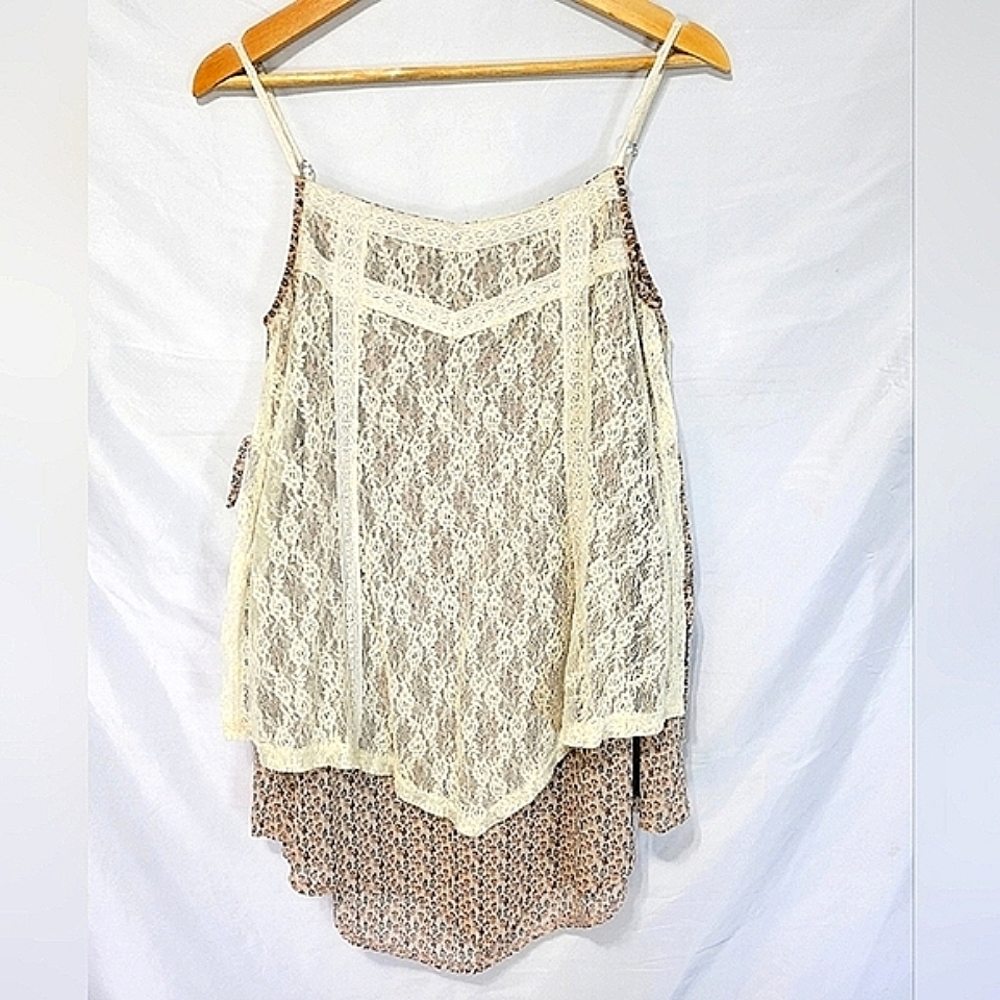 Ryu Ditsy Floral Lace Cami Top Boho Vintage Coachella Grannycore Romantic